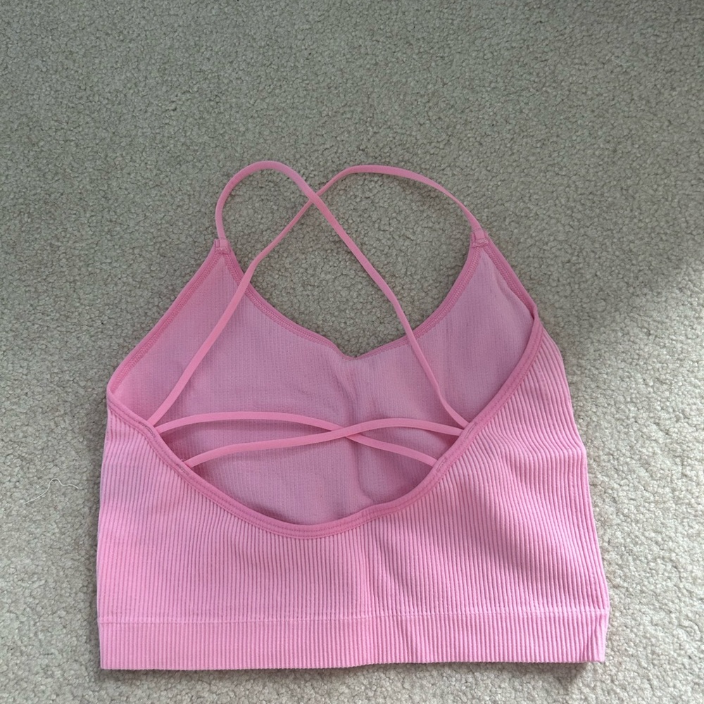 Pink Ribbed Crop Top - Picture 2 of 2